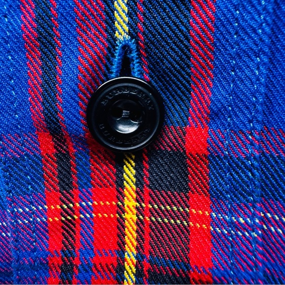 BURBERRY Chester bright Blue and Red Plaid Men's Shirt size L - Picture 4 of 12